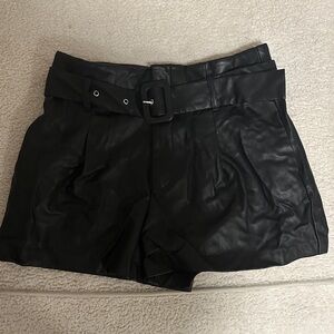 Zara Black Leather Women Shorts